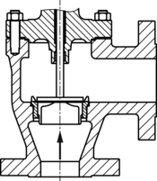 Sectional drawing: angle valve by SAMSON